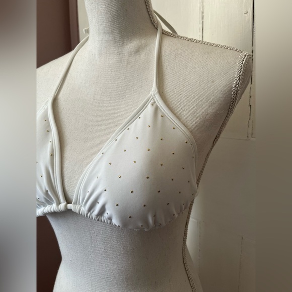 Aerie White Gold Dot Bikini Set, Size L - Picture 6 of 6
